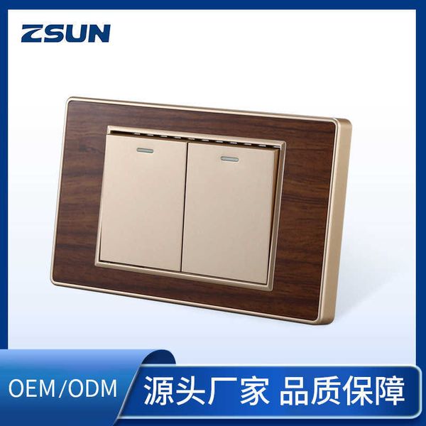 

zhizhengri 118 wood grain american standard two open double control switch panel