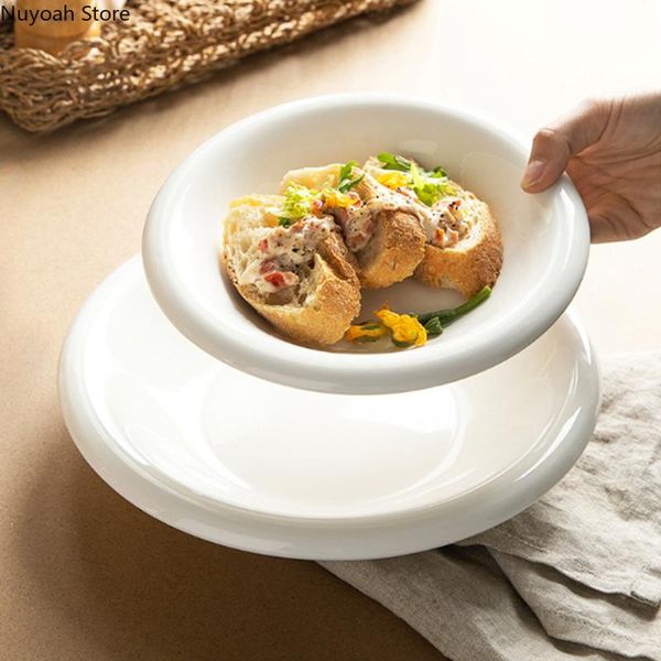 

dishes & plates chinese 8 inch white ceramic plate home breakfast dish soup solid color disc tableware kitchen bar decoration