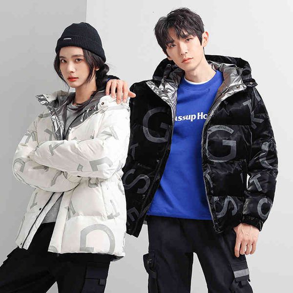 

jacket down fashion hooded mens new style young short thicken outdoor casual warm winter white duck coats, Black