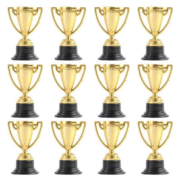 

10/12/24pcs golden mini award trophy prizes decor plastic reward kindergarten kids gift awards with black base