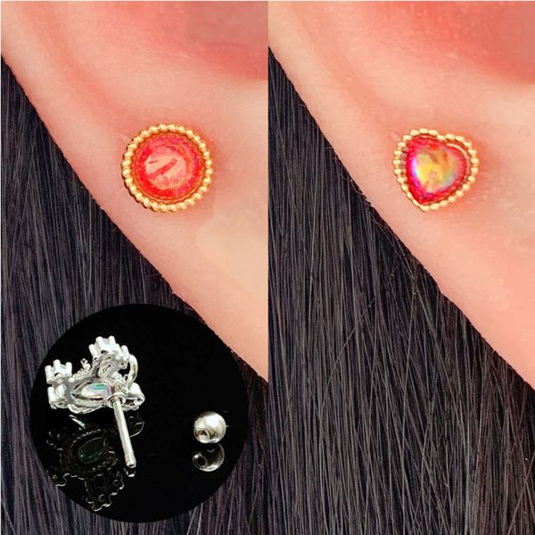 

stainless steel heart-shaped red cartilage jewelry