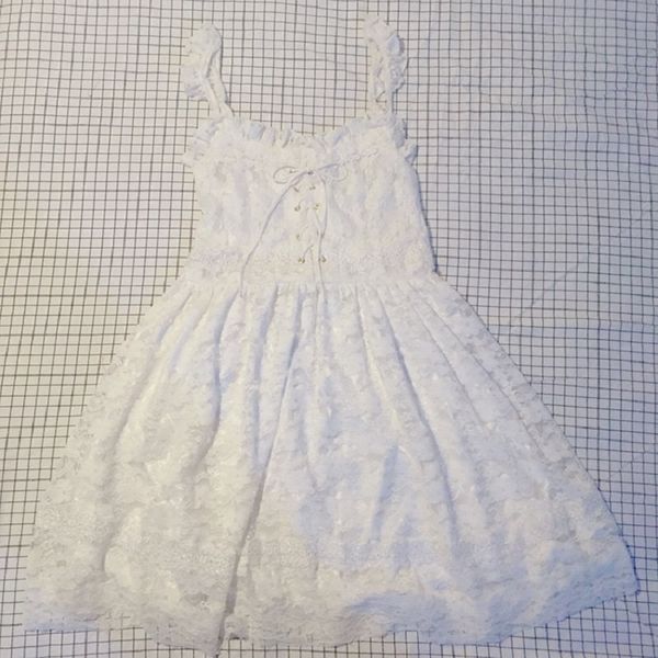 

2021harajuku japanese bow tie white lace dress female ins summer korean fashion simple solid sweet casual female strap dress, Black;gray