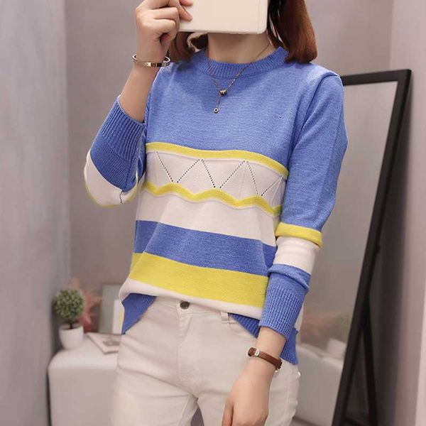 

women's sweaters loose striped oversized plus large size female woman blouses winter clothing latest 2021 spring autumn a6507, White;black