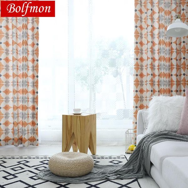 

curtain & drapes 2 colors america style eco cotton polyester yellow window for living room orange treatment kitchen panels