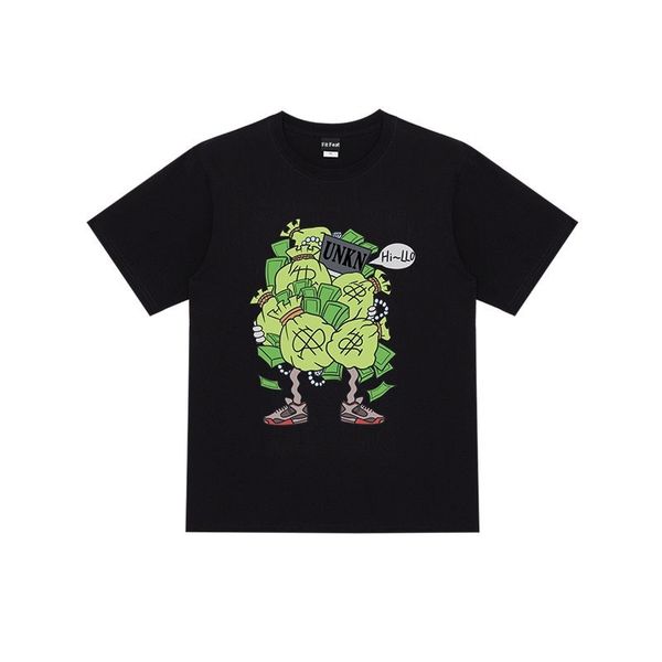 

men's t-shirts banknote man funny print short sleeve men street style loose round neck t-shirt women oversized hiphop t shirts s2ji, White;black