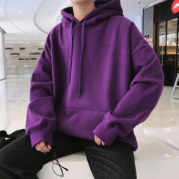 

men's hoodies & sweatshirts men fleece hip hop 2021 autumn mens casual solid hooded korean fashions black women winter hoodie