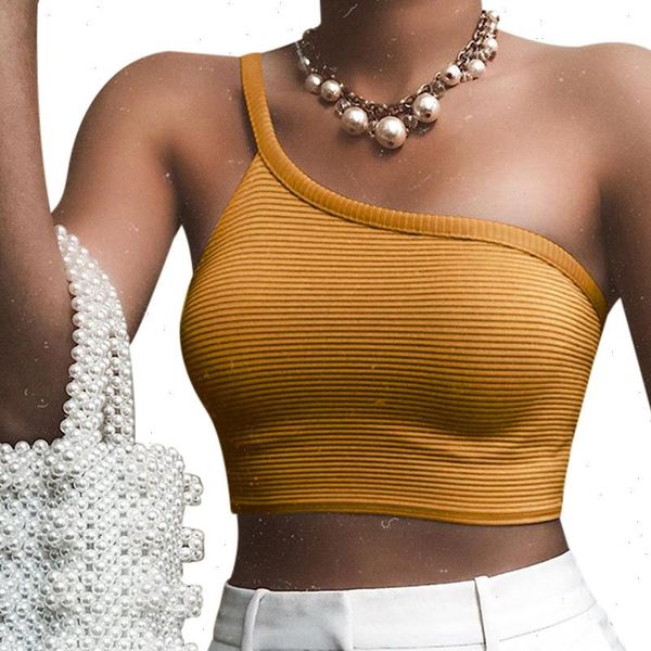 

a crop slim womens cami one shoulder vest solid color bodycon short t shirt, White