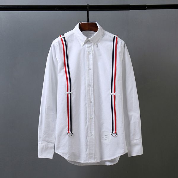 

men's jackets oxford classic striped cotton pocket shirts long sleeves 2xl # ab39 xtty, Black;brown