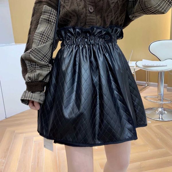 

womens pu leather loose waist skirt summer short mini 210607, Black