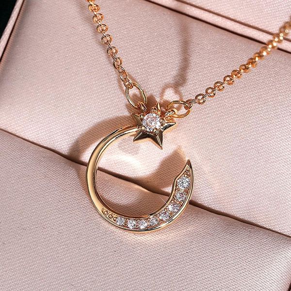 

pendant necklaces huitan trendy female with moon star stylish party necklace for women exquisite gift statement neck jewelry, Silver