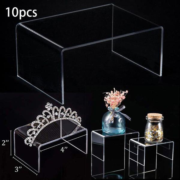 

hooks & rails 10pcs/set 2mm acrylic display stand jewelry showcase storage rack shelf holder put doll hand handle trapezoidal