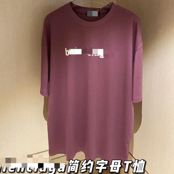 

luxury design smoked purple white letter t-shirt loose os version men's and women's same simple casual fashion round neck short sl
