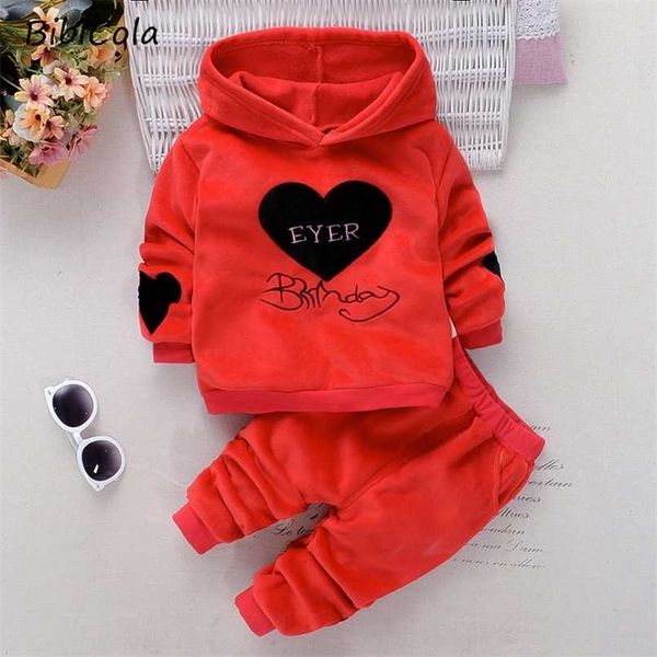 Bibicola Primavera Outono Baby Girl Girl Set Kids Tracksuit Impresso T-shirt + Calças Casuais 2 Pcs Crianças Roupa Terno 211104