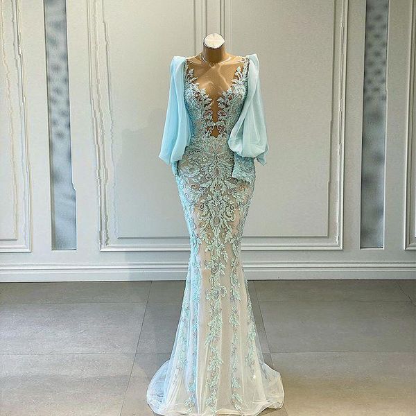 

party dresses luxury elegant mermaid prom long sleeves lace appliques women formal evening night gowns plus size custom made, White;black