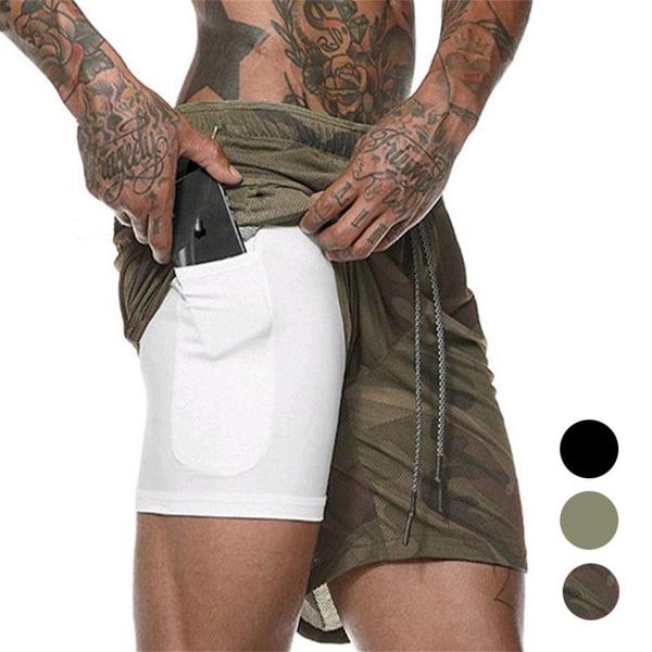 

men 2in1 workout running shorts sport hip fitness gym yoga training wear belt waist pants loose-fit performance, Black;blue