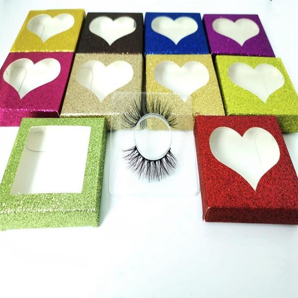 

set/lot heart packing box for eyelash blank eyelashes package multicolor paper white tray 25mm diy shining1