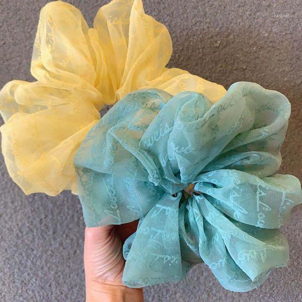 

oversized scrunchies chiffon organza letter elastic hair bands girls ponytail holder scrunchie women accessories1