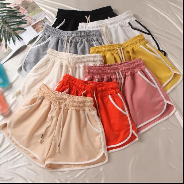 

womens short plus size high waist shorts women patchwork body fitness workout summer female elastic loose casual, White;black