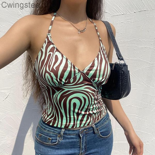 

women's tanks & camis zebra print aesthetic 90s camisole women harajuku vintage retro crop summer v-neck skinny corset tee cute, White