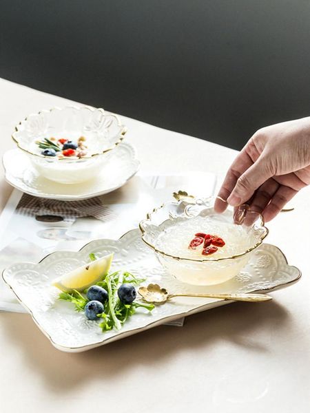 

bowls nordic home tableware supplies gold inlay dry fruit glass salad bowl verrine dessert ice cream decorative