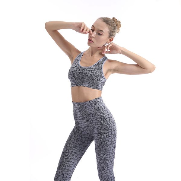 

women's tracksuits seamless yoga fitness suit tracksuit breathable 2 piece gym workout set running sport clothes for l 9xpk, Gray
