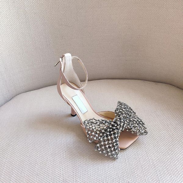 

2021ss women sandal studs wedge platform sandals 8.5cm high heels fashion trend popular ladies wedge sandals bowties studded shoe with origi, Black