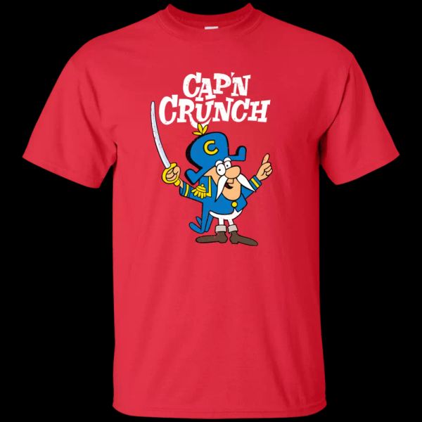 

captain crunch, breakfast, cereal, mascot, sailor, cartoon, t-shirt, White;black