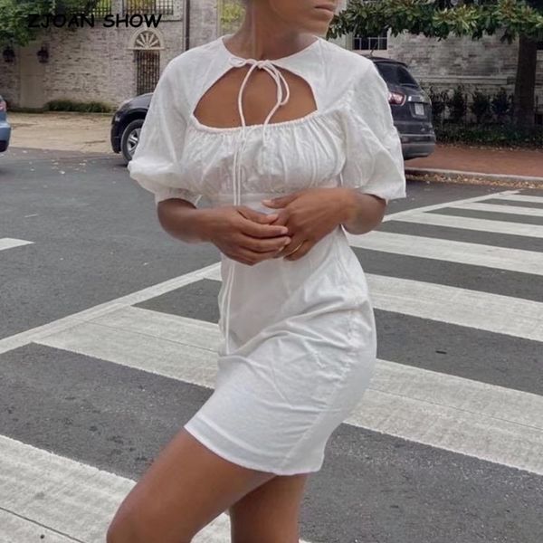 

casual dresses summer hollow out hole lacing up o neck ruched women mini dress white ladies bodycon package hips short party, Black;gray