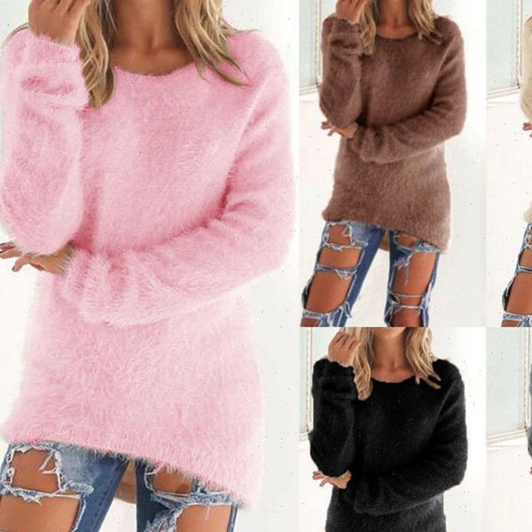 

fleece loose winter warm womens sweater long sleeve solid color large size casual pullover top, White;black