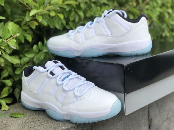 

11 low legend blue basketball shoes real carbon fiber 11s white-black-legend blue mens trainer sports sneakers av2187-117 with original box