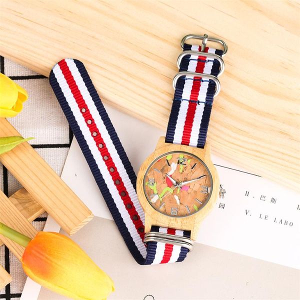 

wristwatches creative wooden watches women nylon strap quartz lady wrist watch wood handmade timepieces ladies gifts for female, Slivery;brown