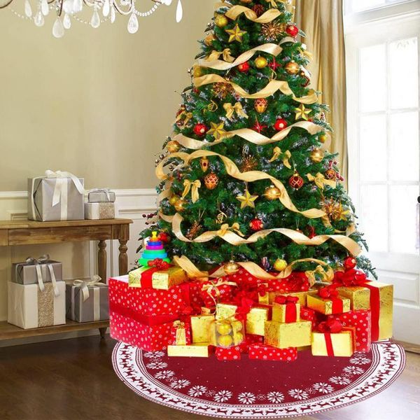 

christmas decorations 1pc tree skirt round snowman santa snowflake deer carpet knitted apron year home decoration