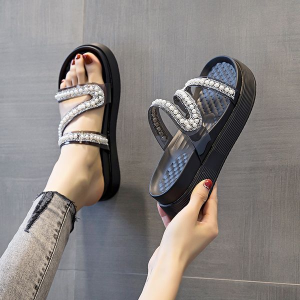 

luxury slippers sandals for women to wear in summer, Black