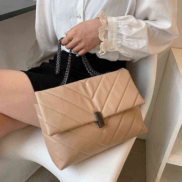 

shopping bags fashion shoulder bag chain strap crossbody for women large capacity designer handbags solid messenger 220315