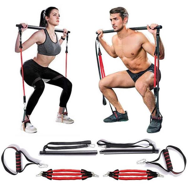 Frauen Yoga Kitt Stange Widerstand Band Gummi Indoor Sport Kraft Training Zubehör Übung Gym Set Gewicht Verlust Gestaltung H1026