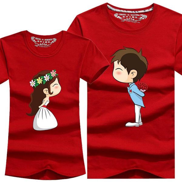 

women's t-shirt s-5xl cotton lovers clothes women men casual short sleeve t-shirts for couples matching tee shirts, White