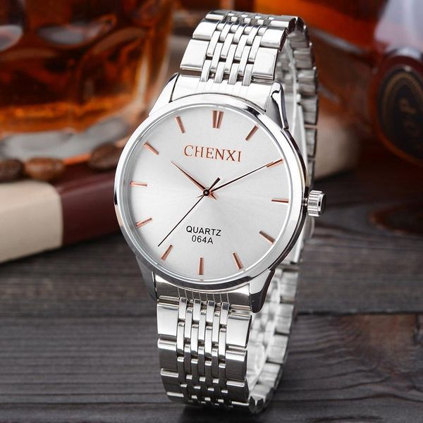 

wristwatches 2021 chenxi watches man business men watch quartz full stainless steel casual relogio masculino mujer, Slivery;brown