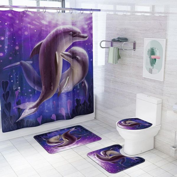 

shower curtains 3d digital printing curtain dolphin waterproof bathroom fabric bathtub decor with 12 hooks 180*180cm