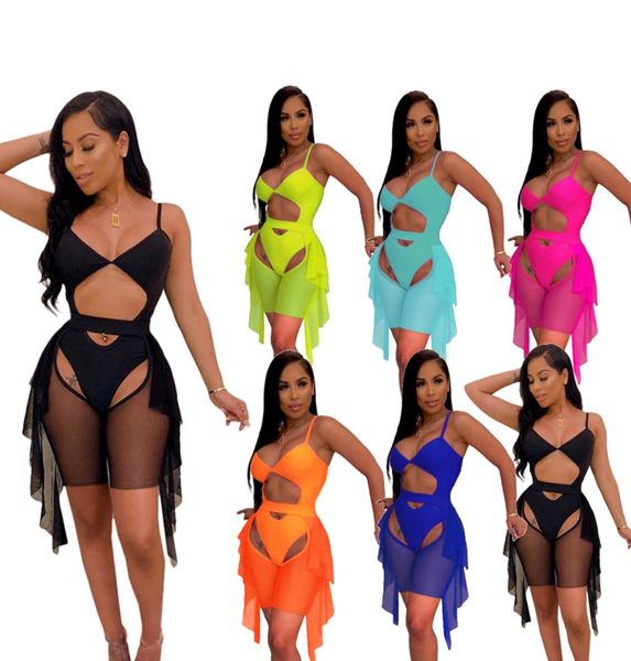 

women bikini two piece swimsuits bathing suit gauze ruffles swimwear see through swimming clothes s-2xl plain beach wear spaghetti strap dh, White;black