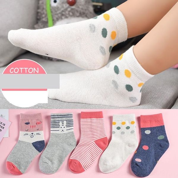 

801T stockings autumn and winter hosiery warm and comfortable printed girls cute middle school warm cotton socks children's sockschildren's, Black;white