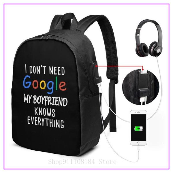 

backpack i don't need google my boyfriend knows everything white women men kids backpacks bags luxury school travel crossbody gift purs