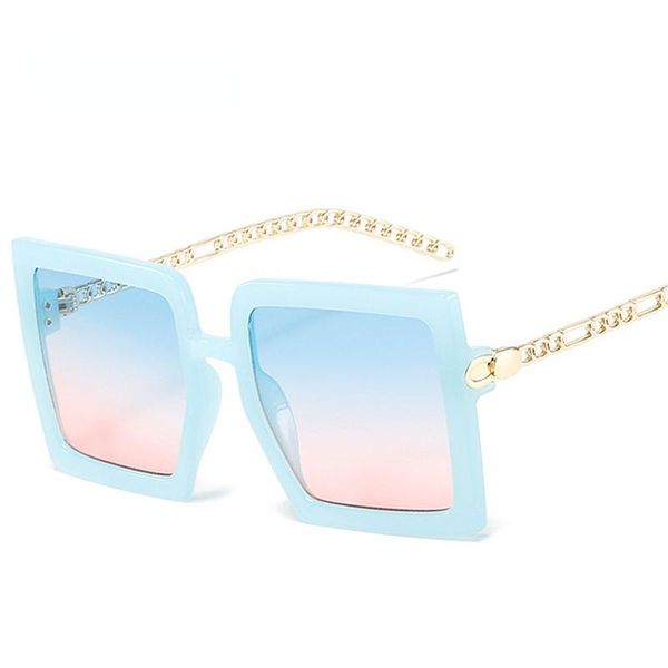 

sunglasses fashion oversized square women retro designer metal chain eyewear men gradient shades uv400 sun glasses, White;black
