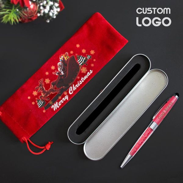 

3pcs engraving custom logo touch screen ballpoint pens multi-function business office christmas gifts with pen case and bag, Blue;orange