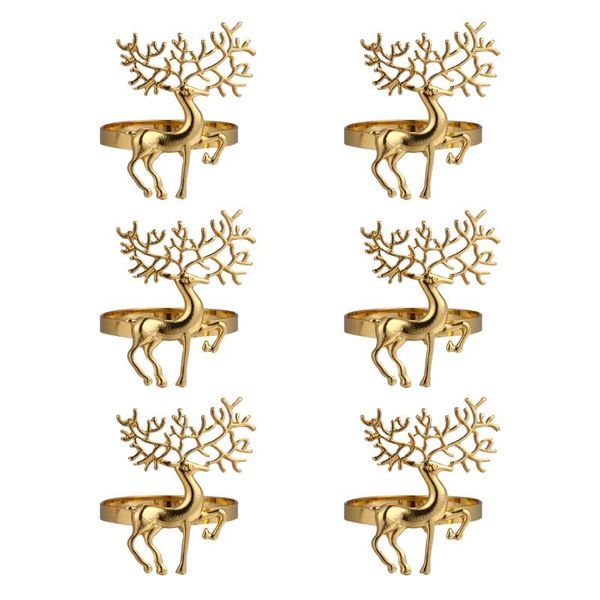 

napkin rings 6pcs christmas holder alloy high-quality cute durable delicate deer ring for bar restaurant party dinner