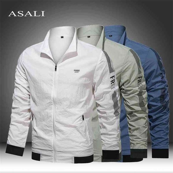 

breathable skin men summer sun protection solid color casual mens jacket elastic cuffs printed pattern jackets clothing 210923, Black;brown