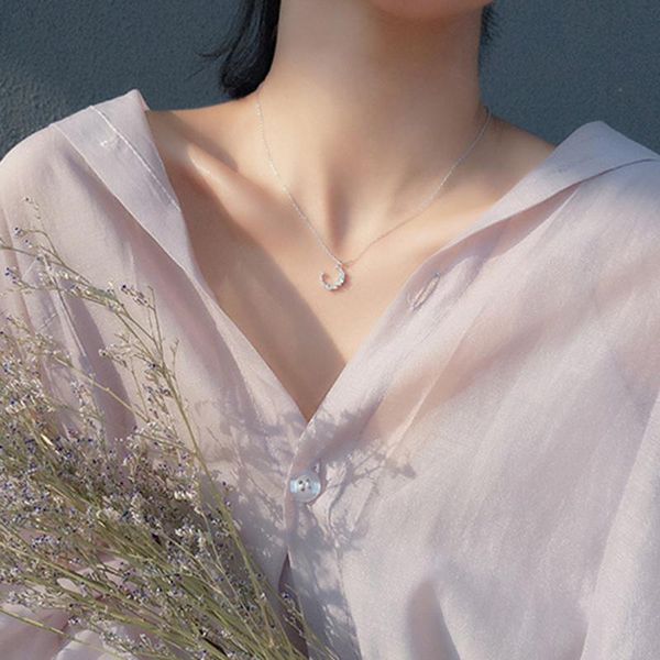 

pendant necklaces star's same necklace, girl's little round lucky collarbone chain s925 silver simple and versatile birthday gift