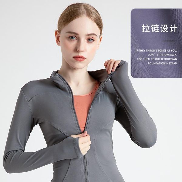 

yoga outfit fall/winter sports coat women fitness wear zipper stand collar leisure running speed dry jacket
