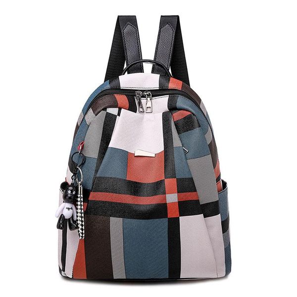 

outdoor bags 2021 ladies soft pu leather backpacks fashion plaid school shoulder for teenage girls casual daily travel back pack mochila