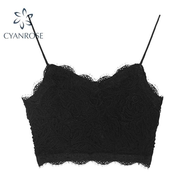 

lace spaghetti strap black party club bar bodycon slim e-girl aesthetic camisole high street fashion y2k skinny camis 210515, White