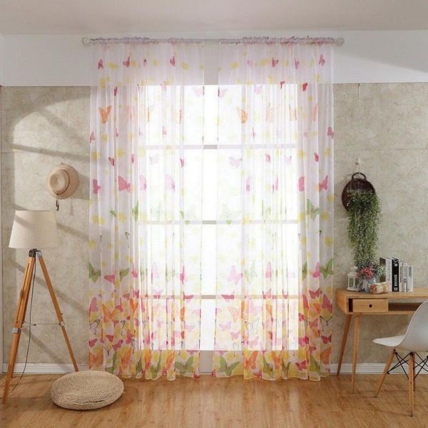 

curtain & drapes butterflies voile curtains divider drape panel sheer romantic tulle decoration living room bedroom kitchen window